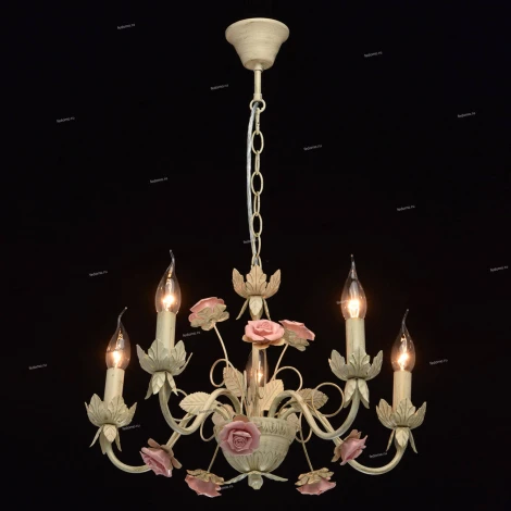 Подвесная люстра DeMarkt Букет 421015005 (220V, на цепи, подсвечник, свеча, цветы, листья, розы)