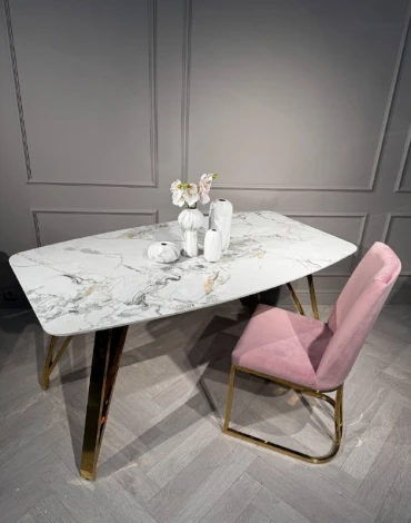 Стол обеденный IST-CASA Соар-2 F-1690,160х90х76 см, серо-золотая керамика/золото