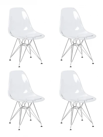 Набор 4 шт стул обеденный DOBRIN DSR CASPER (ножки хром, цвет прозрачный)