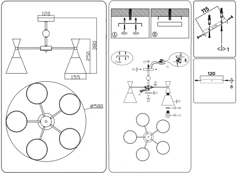 Потолочная люстра на штанге Ambrella Traditional TR3171 (220V)