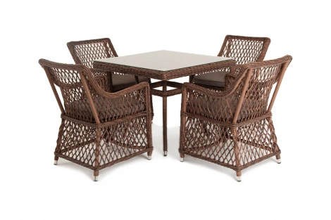 Обеденная группа плетеная на 4 персоны, цвет коричневый 4SIS Айриш AC4T-5-SET brown