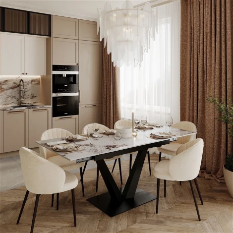 Стол раскладной Top Concept Малибу (120+30+30), керамика глянцевая Pandora