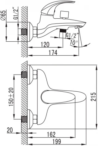 Смеситель Iddis Leaf LEASB00I02WA для ванны с душем