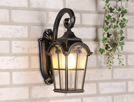 Настенный фонарь уличный Elektrostandard Mira D черное золото (220V, IP33)