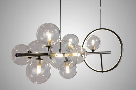 Подвесной светильник AM Group AM383 SP10 (220V, на тросе, шар, молекулы)