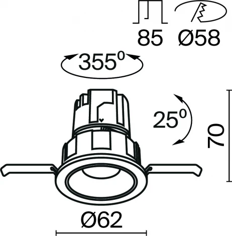 Встраиваемый светильник под гипсокартон Wise 4000K 7W Maytoni DL057-7W4K-B (LED, 220V, круглые)