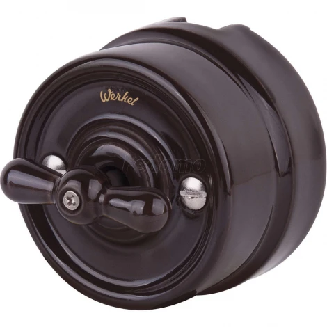 Выключатель накладной поворотный на 1 положение Werkel Retro, коричневый (одноклавишный выключатель)