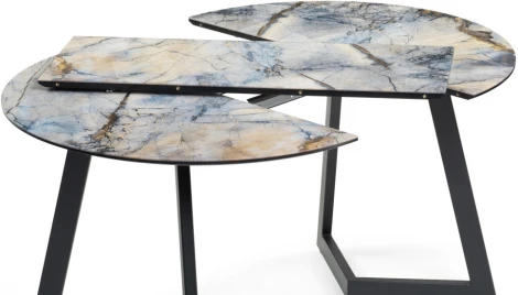 Стеклянный стол Woodville Алингсос 100(140)х100х76 магеллан / черный 532385