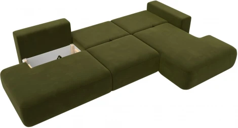 Диван угловой Лига-036 НПБ Модерн Лонг правый угол (Зеленый/Микровельвет) Лига Диванов арт.121419