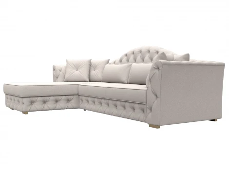 Диван угловой Артис левый угол (Брус,Рейка/Пластик/Замша/Бежевый) Лига Диванов 128042L