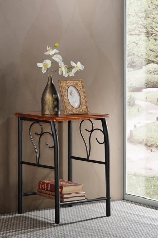 Тумба прикроватная PICCOLO черный/красный дуб (металл/гевея)