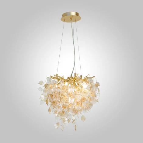 Подвесная люстра AM Group Forest D400 GOLD (220V, на тросе, листья)