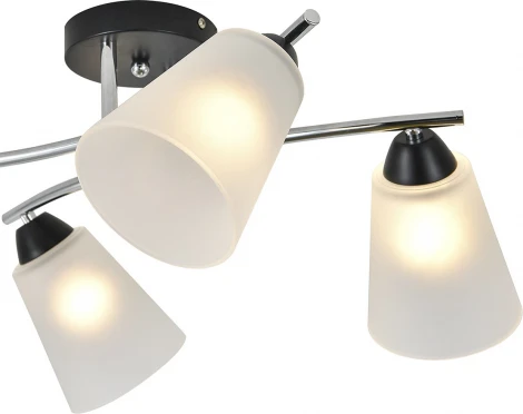 Потолочная люстра на штанге Escada Lavatera 2132/4P 4х60Вт E27, металл/стекло, хром/черный, матовый плафон (220V)