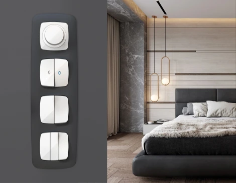 Лицевая панель Ambrella Volt OMEGA (Белый матовый) для светорегулятора универсального QUANT OP1255