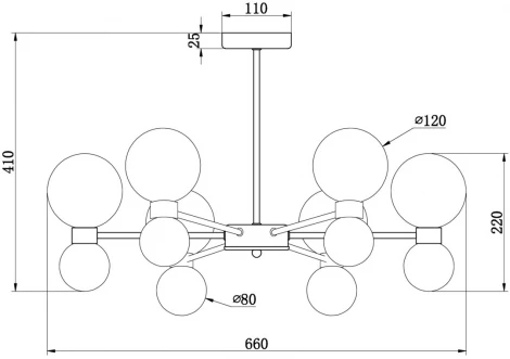 Потолочная люстра на штанге Freya Bony FR5394CL-12BS (220V, шарики)