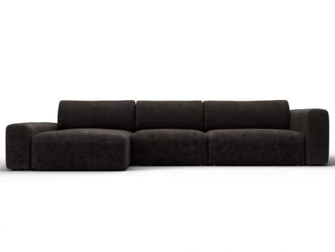 Диван угловой Лига-066 НПБ Лонг угол левый (ЛДСП,Фанера,Брус,Велюр/Коричневый) Лига Диванов 131220L