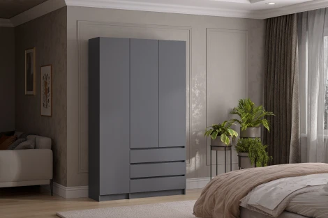 Шкаф трехстворчатый Арника Бали, Графит серый