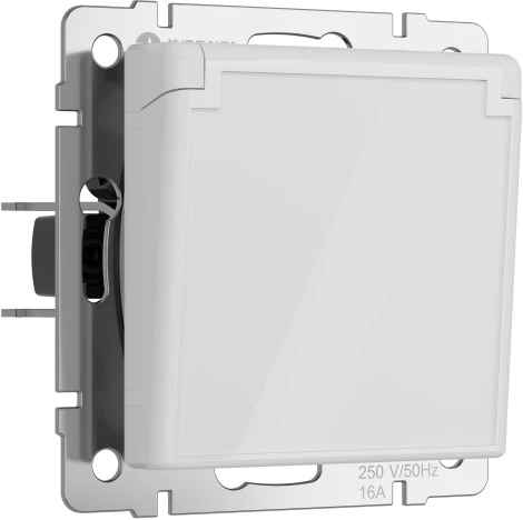 Розетка с заземлением с защит. крышкой и шторками (белый акрил) Werkel W1171241 (a064013)