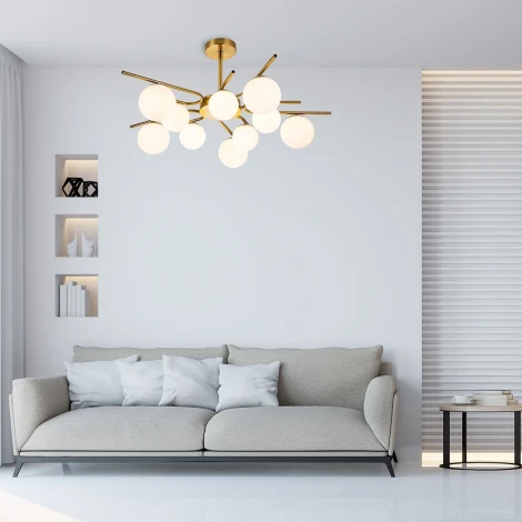 Потолочная люстра на штанге Escada Sphere 642/10P Brass (220V, шарики)