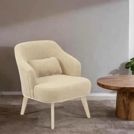 Кресло Комфорт 5 ткань барни крем, каркас лак Mebelik арт.009288