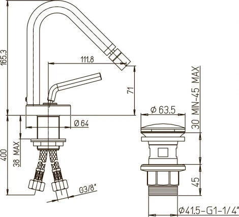 Смеситель Paini Pixel 81CR306NEWKM для биде