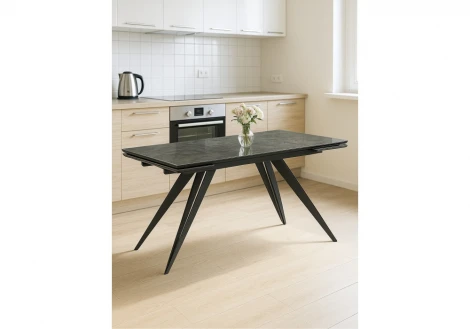 Кухонный стол Notta Дарвин 160(220)х89 серый мрамор baolai / черный