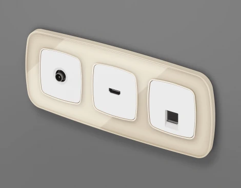 Комплект механизма Ethernet RJ-45 розетки экранированной с автоматической защитной шторкой встраиваемый (белый матовый) Ambrella Volt QUANT MO132005