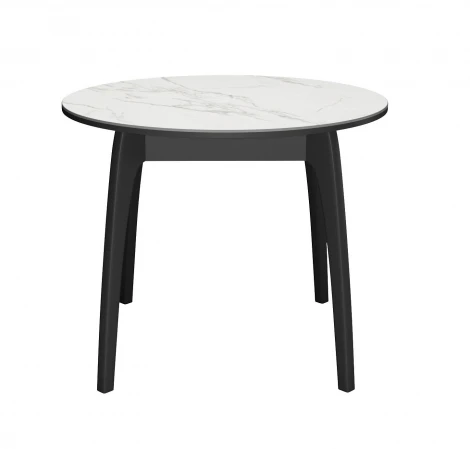Стол DikLine MK46 Керамика Белый мрамор/подстолье черное/опоры черные арт.00-00079587
