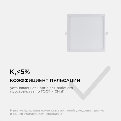 Потолочный встраиваемый светильник светодиодный квадратный 220В 20Вт 1600лм встроенный изолированный драйвер 2700К Apeyron 06-31