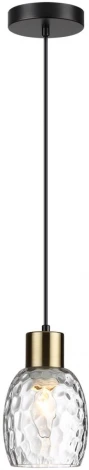 Подвесной светильник Lumion Ice 6562/1A черный, золотой/прозрачный/металл/стекло E27 1*40W 220V (на проводе, круглые)