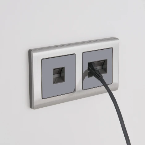 Накладка для двойной розетки Еthernet RJ-45 (серо-коричневый) W1191107 (a050830)