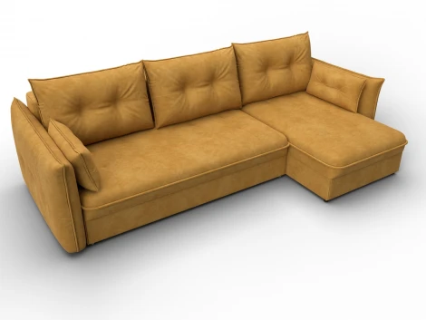 Диван угловой Лига-100 НПБ угол универсальный (ДСП,Фанера/Пластик/Велюр/Желтый) Лига Диванов 133658