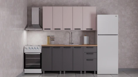 ГК Аленушка 1,6м Магнолия Кашемир/Сталь, черный (без столешницы)