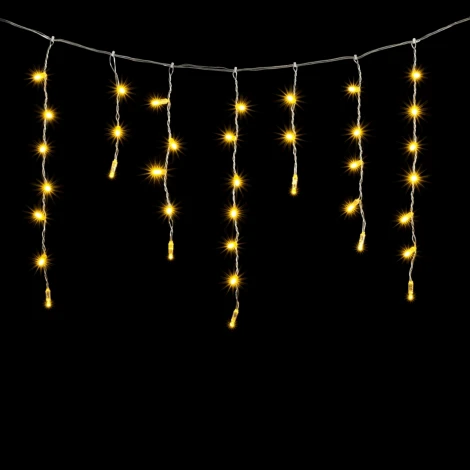 Гирлянда Бахрома с Колпачком 3,1 x 0,5 м Тепло-Белая 220В, 120 LED, Провод Прозрачный ПВХ, IP65