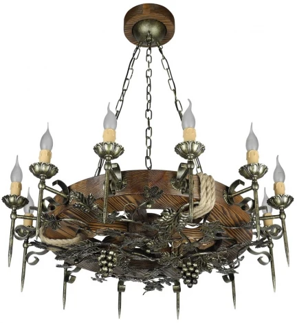 Подвесная большая люстра Тарьсма Лоза Лоза-12 (220V, на цепи, подсвечник, свеча, факел)
