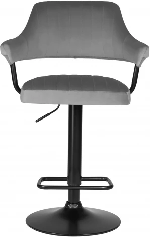 Стул барный DOBRIN CHARLY BLACK (серый велюр (MJ9-75)) 5019_BlackBase-LM BLACK, цвет сиденья серый (MJ9-75), основания черный