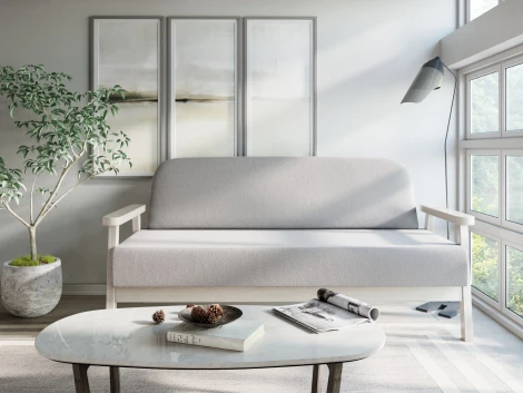 Диван Arsko прямой Флори М беленый дуб велюр серый