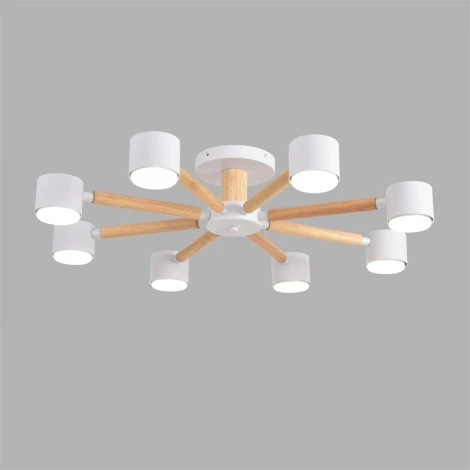 Потолочная люстра на штанге Lumion Vudi 8306/8C белый, дерево/металл GX53 LED 8*7W 220V