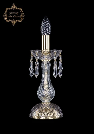Интерьерная настольная лампа Art Classic 12.23 12.23.1-26.Gd.Dr (220V, хрусталь, подвески, подсвечник, свеча)