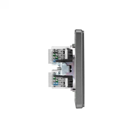 Розетка компьютерная двойная RJ45+RJ45 кат6 с/у титан Kranz Round KR-78-0725-2