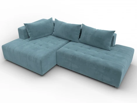 Диван угловой Лига-103 НПБ угол левый (ДСП,Брус,Фанера,Велюр/Бирюзовый) Лига Диванов 134815L