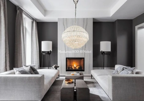 Подвесная люстра iLamp Manhattan 103D-10 NIC (220V, хрусталь, на цепи, шар)