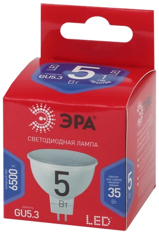 Лампочка светодиодная GU5.3 5W ЭРА LED MR16-5W-865-GU5.3 R
