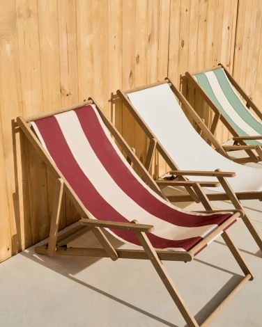 Vilara Складной шезлонг для улицы в полоску бордового и бежевого цвета La Forma (ex Julia Grup) арт.262375