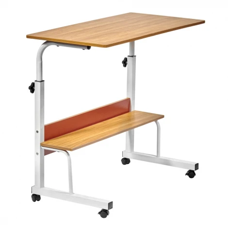 Стол многофункциональный Isola 80x40x66-90 см, с полкой, темное дерево, чёрный