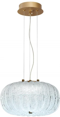 Подвесной светильник Sonex Angelo 7720/24L металл/стекло/прозрачный/золотой LED 24Вт 3000-6500K D300 IP20 пульт ДУ (220V, на тросе, шар)