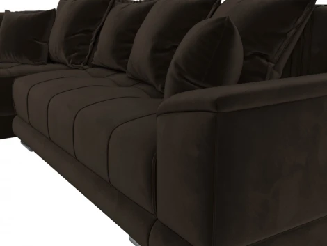 Диван угловой НордСтар левый угол (Коричневый/Микровельвет) Лига Диванов арт.121115L