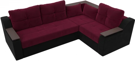 Диван угловой Кронос правый угол (Бордовый,Черный/Микровельвет) Лига Диванов арт.114621