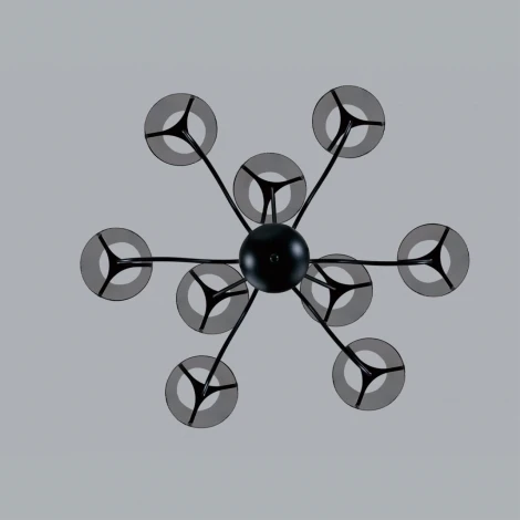 Потолочная люстра ярусная на штанге Lumion Smoky 6570/9C черный/дымчатый/металл/стекло G9 9*20W 220V