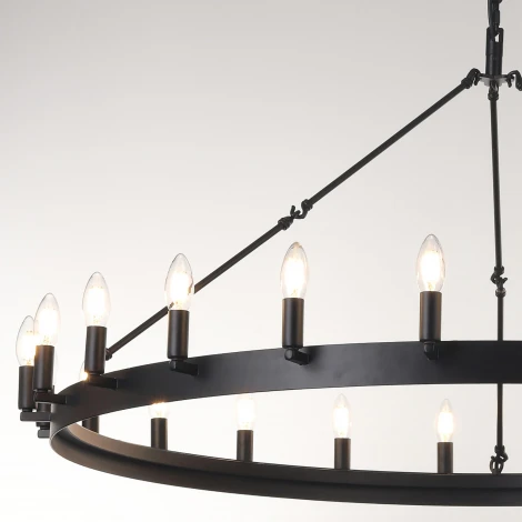 Подвесная большая люстра Citilux Смитсон CL470124 (220V, на цепи, свеча, круглые, под старину, кольцо)